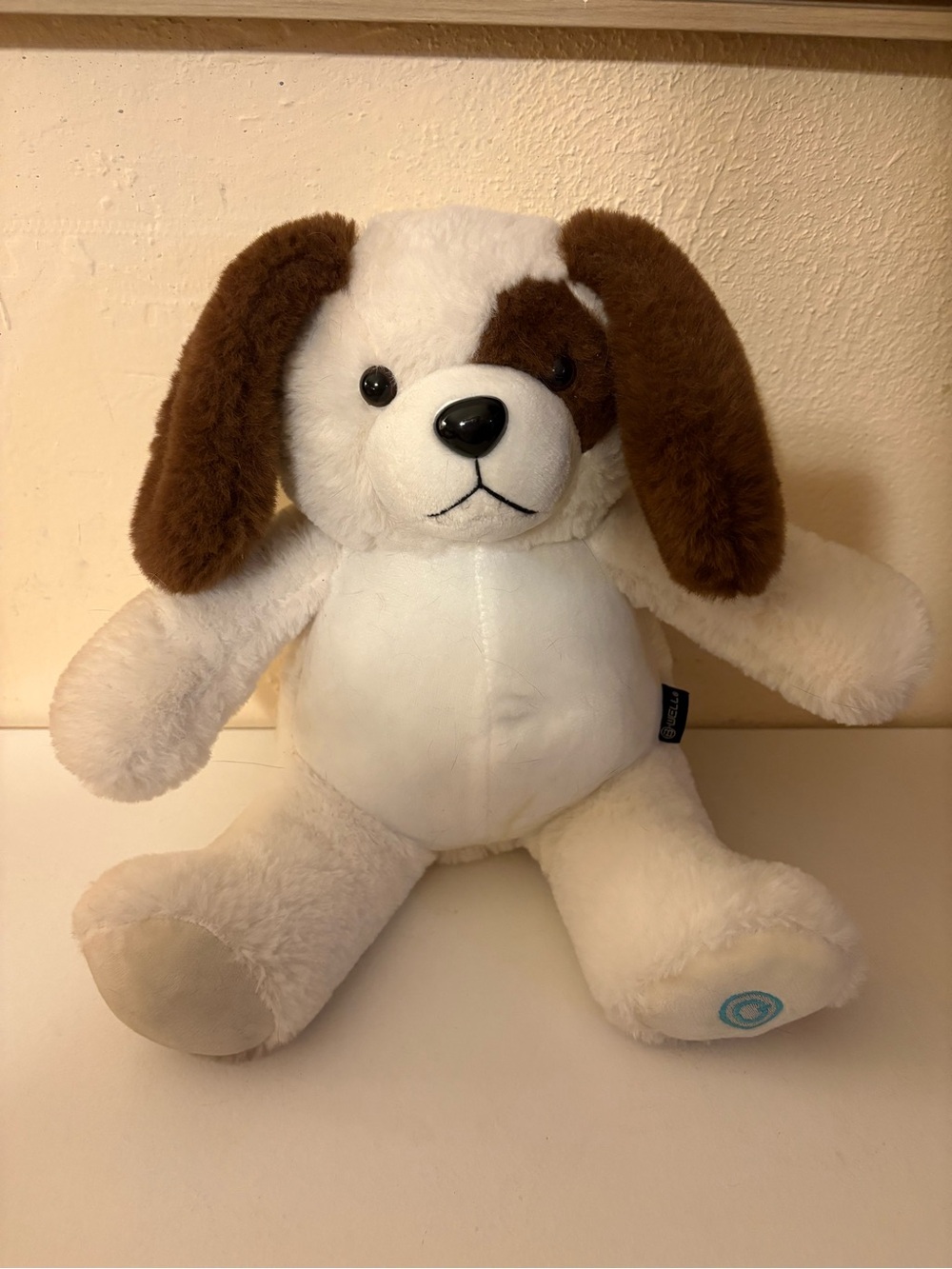 Plush Brown & White massage dog - Soft Cuddly Stuffed Animal